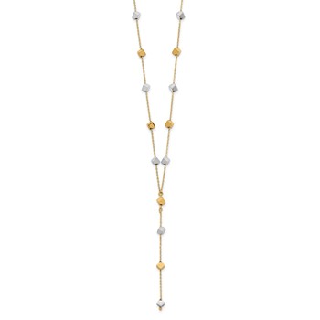 Leslie's 14K Two-Tone  Polished Adjustable Beaded Y-Drop Necklace — alternate view