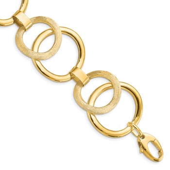 Leslie's 14k Polished Scratch-finish Fancy Link Bracelet