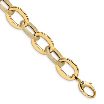 Leslie's 14k Polished Scratch-finish Fancy Link Bracelet