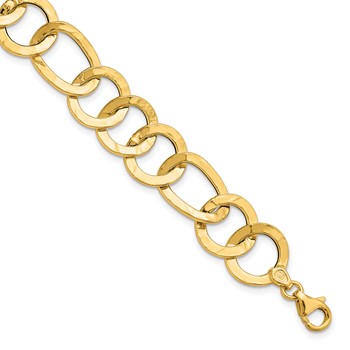 Leslie's 14K Polished Textured Fancy Link Bracelet