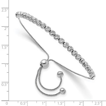 Leslie's 14K White Gold Polished D/C Beaded Bolo Adj. Bracelet — alternate view