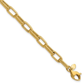 Leslie's 14k Polished Textured Fancy Link Bracelet