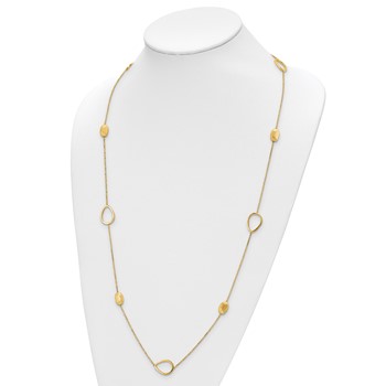 Leslie's 14K Polished and Scratch-finish Beaded Necklace — alternate view