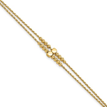 Leslie's 14K Polished D/C Beaded 2-strand w/ 1in ext Bracelet
