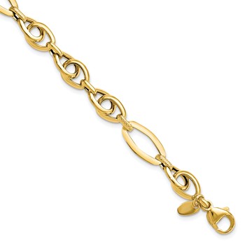 Leslie's 14k Polished Textured Fancy Link Bracelet