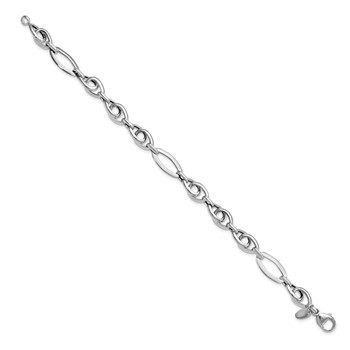 Leslie's 14k White Gold Polished Textured Fancy Link Bracelet — alternate view