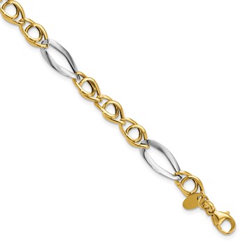 Leslie's 14k Rhodium Fancy Link Bracelet