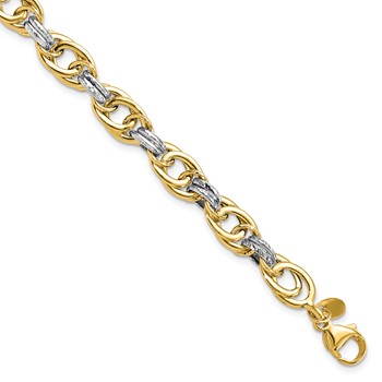 Leslie's 14k Rhodium Polished Fancy Link Bracelet