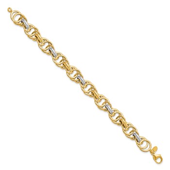 Leslie's 14k Rhodium Polished and Textured Fancy Link Bracelet — alternate view