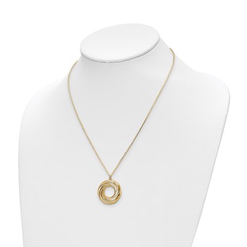 Leslie's 14k Polished and Brushed Circle pendant 18 inch Necklace — alternate view