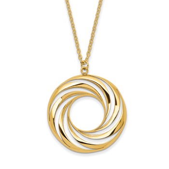 Leslie's 14k Polished and Brushed Circle pendant 18 inch Necklace