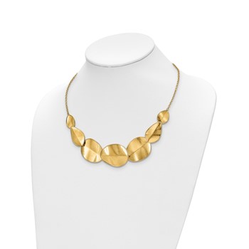 Leslie's 14k Polished Textured Leaf Element 16.5 inch with 2inch extender Necklace — alternate view