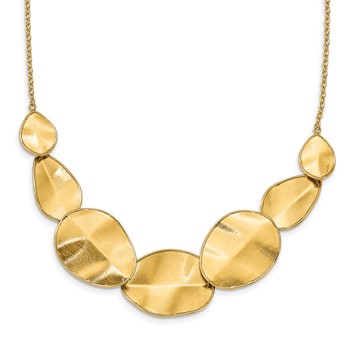 Leslie's 14k Polished Textured Leaf Element 16.5 inch with 2inch extender Necklace