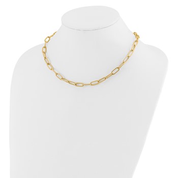 Leslie's 14k Polished Textured Oval Link Necklace — alternate view