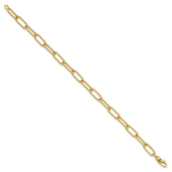 Leslie's 14k Polished Textured Oval Link Bracelet — alternate view