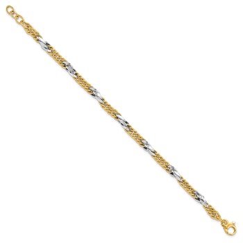 Leslie's 14k Two-tone Polished D/C Link w/ .5in ext. Bracelet — alternate view