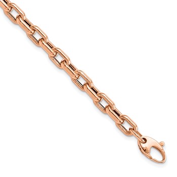 Leslie's 14K Rose Gold Polished and Textured Fancy Link Bracelet