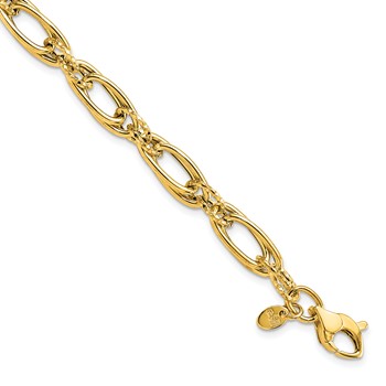 Leslie's 14K Polished Diamond-cut Fancy Link Bracelet