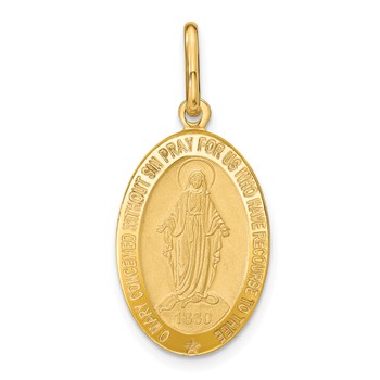 Leslie's 14k Polished and Matte Oval Miraculous Medal