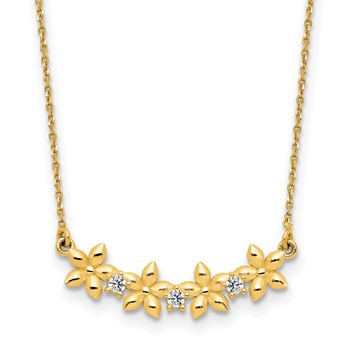 Leslie's 14k Polished CZ and Star w/ 1.75in ext. Necklace