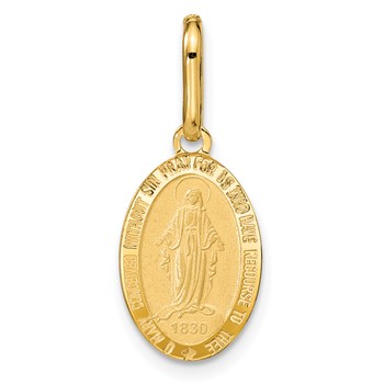 Leslie's 14k Polished and Matte Oval Miraculous Medal
