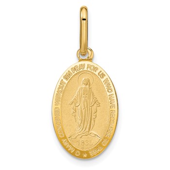 Leslie's 14k Polished and Matte Oval Miraculous Medal