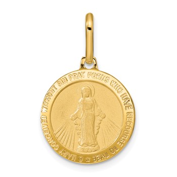 Leslie's 14k Polished and Matte Round Miraculous Medal