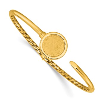 Leslie's 14k Polished and Matte Coin Hinged Bangle