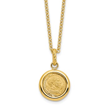 Leslie's 14k Polished and Matte Coin Necklace