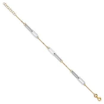 Leslie's 14k Two-tone Polished w/1in ext. Bracelet — alternate view