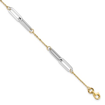 Leslie's 14k Two-tone Polished w/1in ext. Bracelet