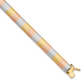 Leslie's 14k Tri-color Polished Scratch-finish Bracelet