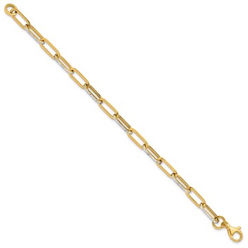 Leslie's 14K w/White Rhodium Polished / Diamond-cut Link Bracelet — alternate view