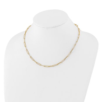 Leslie's 14K Polished and Textured Paperclip Link Necklace — alternate view