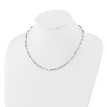 Leslie's 14K White Gold Polished / Textured Paperclip Link Necklace — alternate view