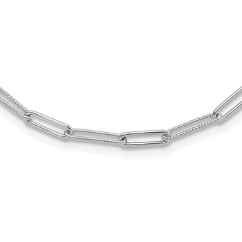 Leslie's 14K White Gold Polished / Textured Paperclip Link Necklace