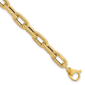 Leslie's 14K Textured Hollow Fancy Link Bracelet