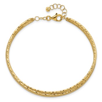 Leslie's 14K Diamond-cut and Textured with Safety Chain Bangle — alternate view