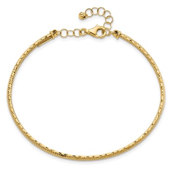 Leslie's 14K Diamond-cut and Textured with Safety Chain Bangle — alternate view