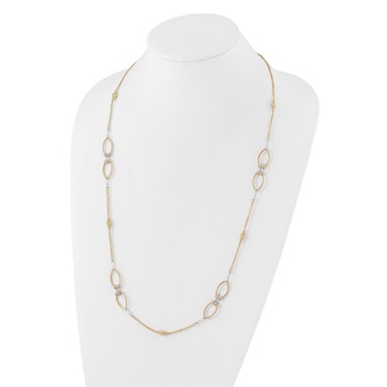 Leslie's 14K Two-tone Dia-cut Beads Fancy Link with 1in. ext Necklace — alternate view