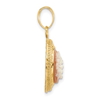 Leslie's 14K Diamond-cut Natural Shell Hand Carved Floral Cameo Pendant — alternate view