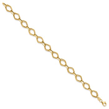 Leslie's 14K Polished and Textured Fancy Link Bracelet — alternate view