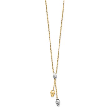 Leslie's 14K Two-tone Diamond-cut Beads Drop Necklace — alternate view