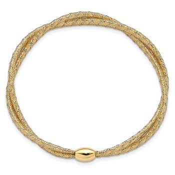 Leslie's 14K with Rhodium Polished 2 Strand Twist Stretch Bangle — alternate view