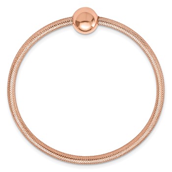 Leslie's 14K w/Rose Gold-plating Polished with Bead Stretch Bracelet — alternate view