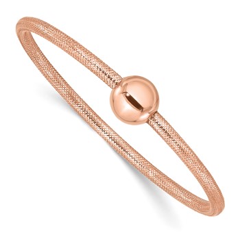 Leslie's 14K w/Rose Gold-plating Polished with Bead Stretch Bracelet