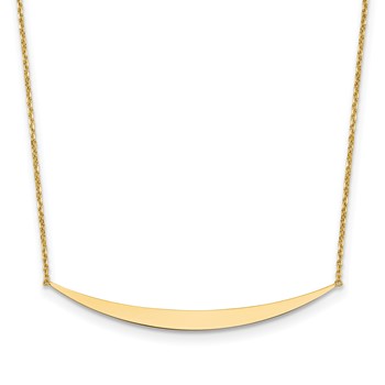 Leslie's 14K Polished Curved Bar with 2in. ext. Necklace