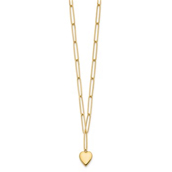 Leslie's 14K Polished Heart Paperclip Link Necklace — alternate view