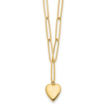 Leslie's 14K Polished Heart Paperclip Link Necklace
