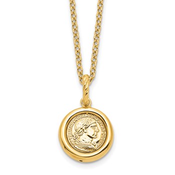 Leslie's 14K Polished Replica Roman Coin 18in Necklace